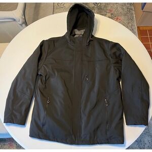 IZOD Mens 3-in-1 Soft-Shell Systems Jacket Black Hooded Full Zip Winter XXL